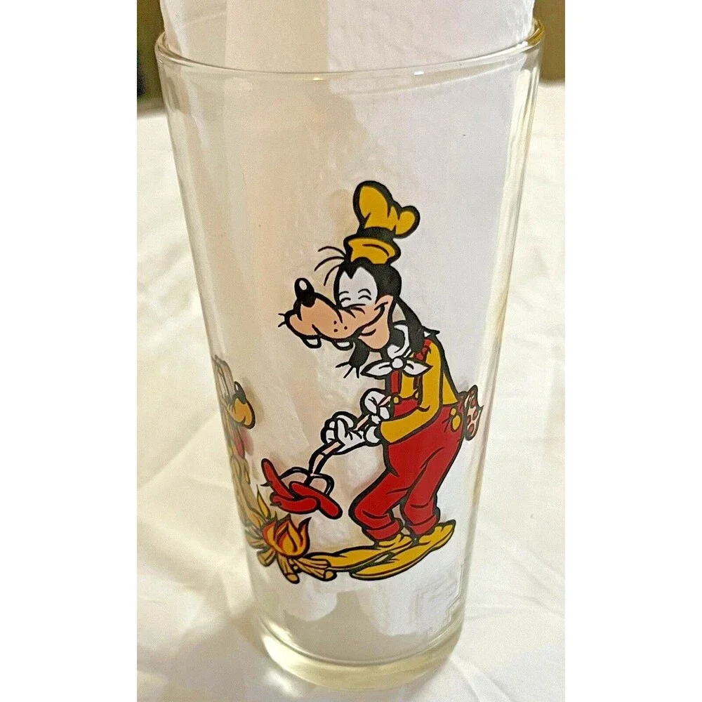 Vintage 70s Glass Walt Disney Goofy Pluto‎ Happy Birthday Mickey Pepsi Collector